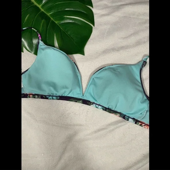NWD‎ $20 Shade & Shore V Wire Floral Bralette Bikini Top [ SZ Medium ] #3288 - Picture 9 of 12